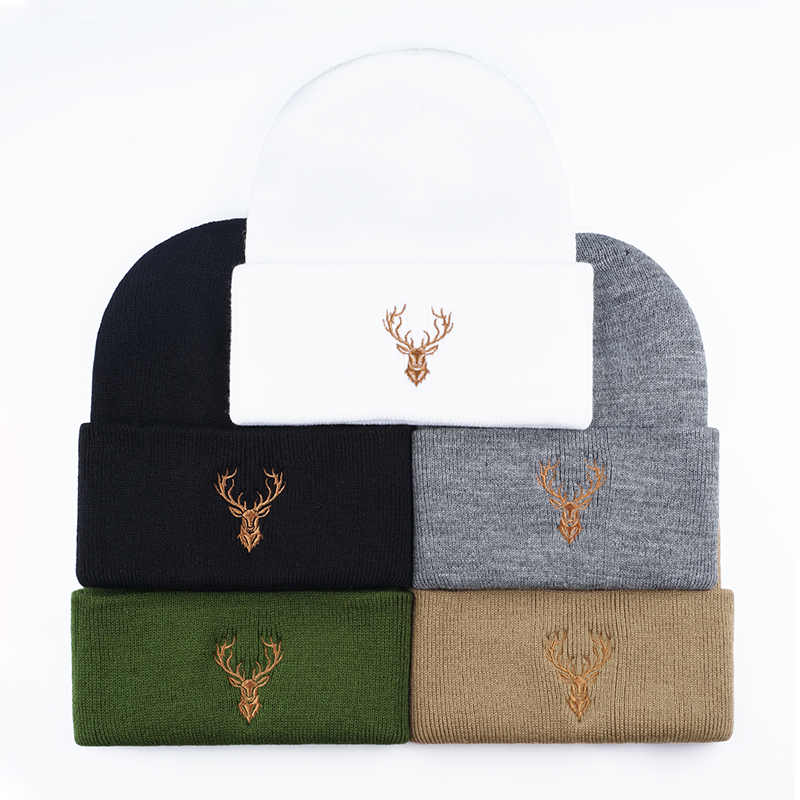 Hunting Outdoor Christmas Decorations - Retro Bucks Moose İşlemeli Bere—Üniseks Örgü