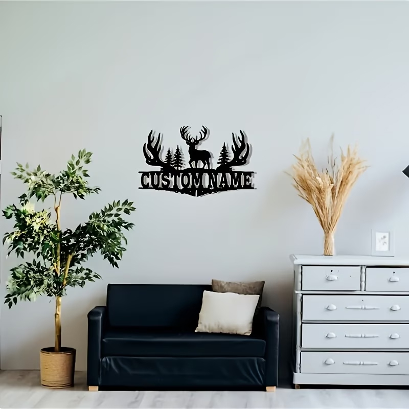 Hunting Outdoor Christmas Decorations - Kişiselleştirilebilir Rustik Geyik Boynuzu Metal Duvar