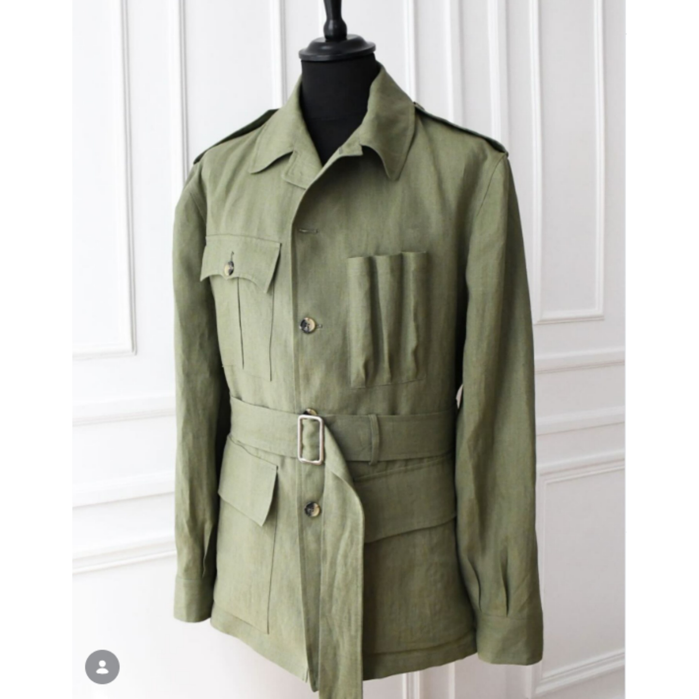 Safari Outdoor Hunting Jackets - Erkek Keten Safari Ceketi Vintage Kemerli