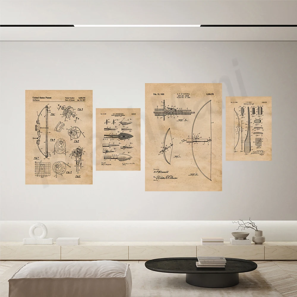 Vintage yay ve ok patent baskı - Outdoor Hunting Paintings incelemesi ve fiyatı